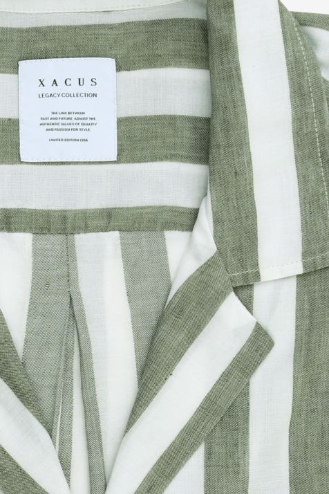 Chemise Homme Xacus Regular Motifs 58% coton 42% lin col Hawaien Manche courte