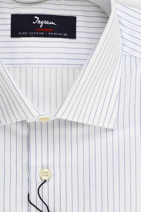 Chemise Homme Ingram Slim Sans Repassage Rayures 100% coton col Italien Manche longue