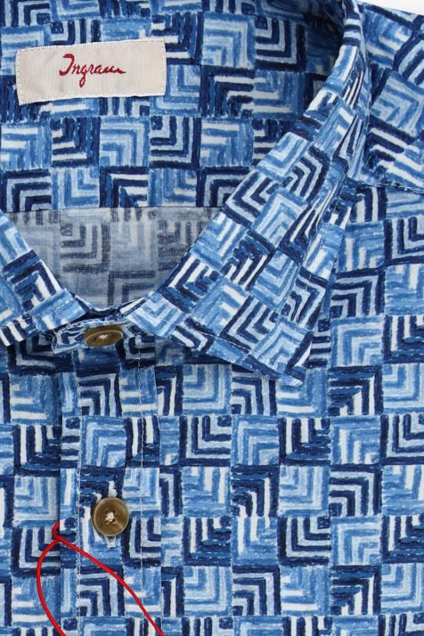 Camisa Hombre Ingram Regular Estampada 100% algodón cuello Francés Manga larga