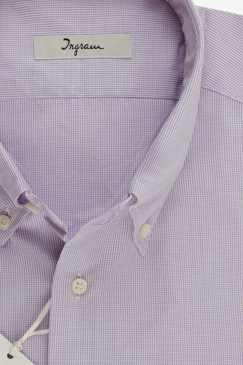 Men's Shirt Ingram Slim Check 100% cotton collar Button down Long sleeve