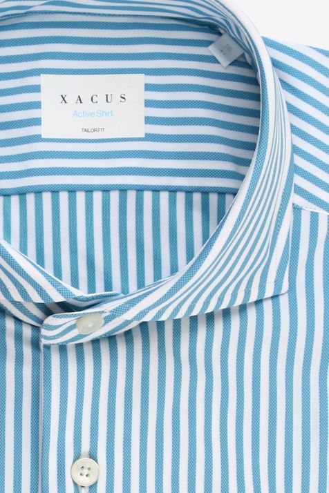 Men's Shirt Xacus Regular Stripe 86%  polyamide 14% elastane collar French Long sleeve