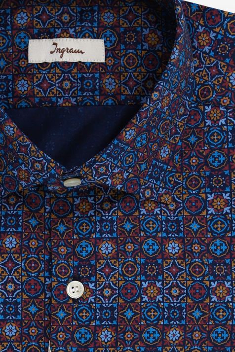 Men's Shirt Ingram Regular Patterned 97% cotton 3% elastan collar French Long sleeve