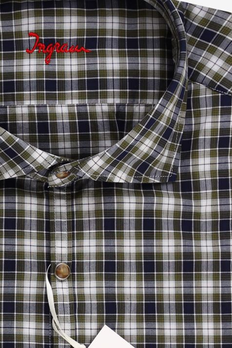 Men's Shirt Ingram Slim Check 100% cotton collar French Long sleeve