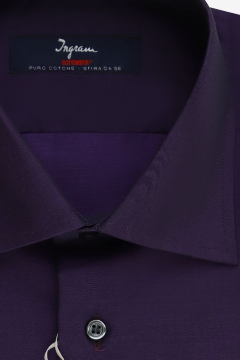 Camisa Hombre Ingram Regular No Plancha Lisa 100% algodón cuello Italiano Manga larga