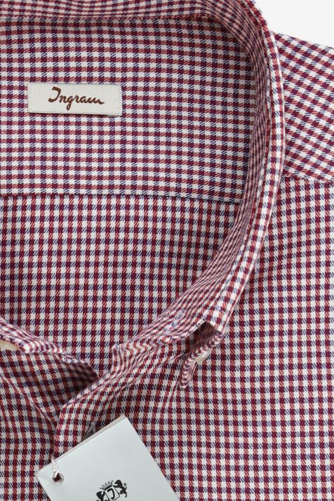 Men's Shirt Ingram Regular Check 100% cotton collar Button down Long sleeve