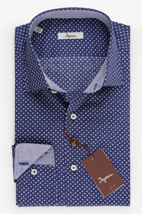 Chemise Homme Ingram Slim Partiellement  100% coton col Italien Manche longue