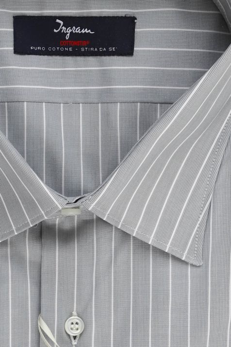 Men's Shirt Ingram Slim Not Iron Stripe 100% cotton collar Italian Long sleeve