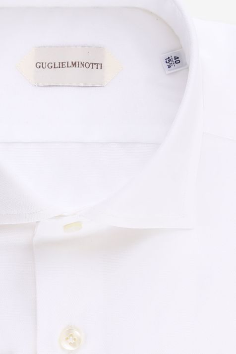 Men's Shirt Guglielminotti Slim Plain 100% cotton collar French Long sleeve