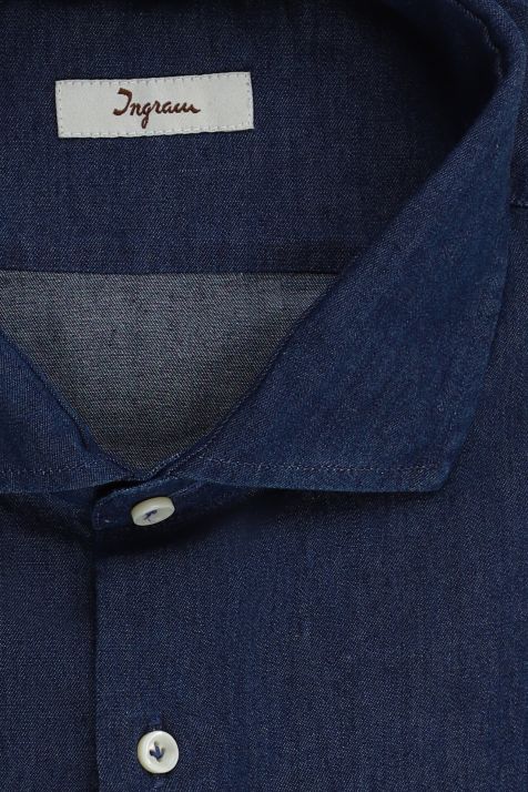 Men's Shirt Ingram Slim Plain 100% cotton collar French Long sleeve