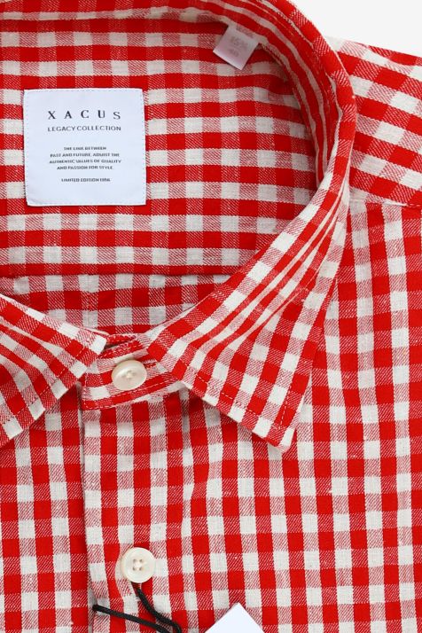 Men's Shirt Xacus Regular Check 100% cotton collar Italian Long sleeve