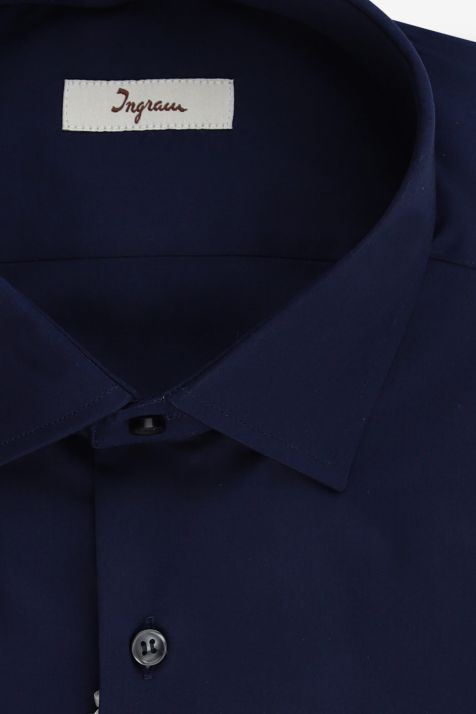 Men's Shirt Ingram Regular Plain 100% cotton collar Italian Long sleeve