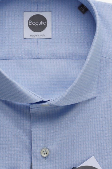Men's Shirt Bagutta Slim Semi-plain 100% cotton collar French Long sleeve