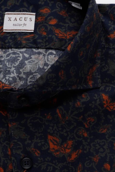 Camisa Hombre Xacus Regular Estampada 100% algodón cuello Francés Manga larga