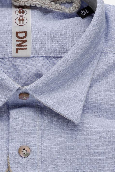 Hemd Herren DNL Slim Halb Unifarben 90% Baumwolle 10% Leinen kragen Italienisch Lange Ärmel