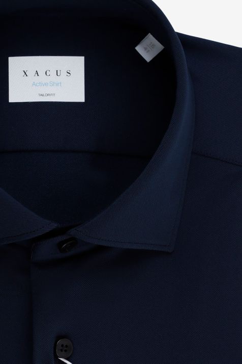 Men's Shirt Xacus Regular Plain 86%  polyamide 14% elastane collar French Long sleeve