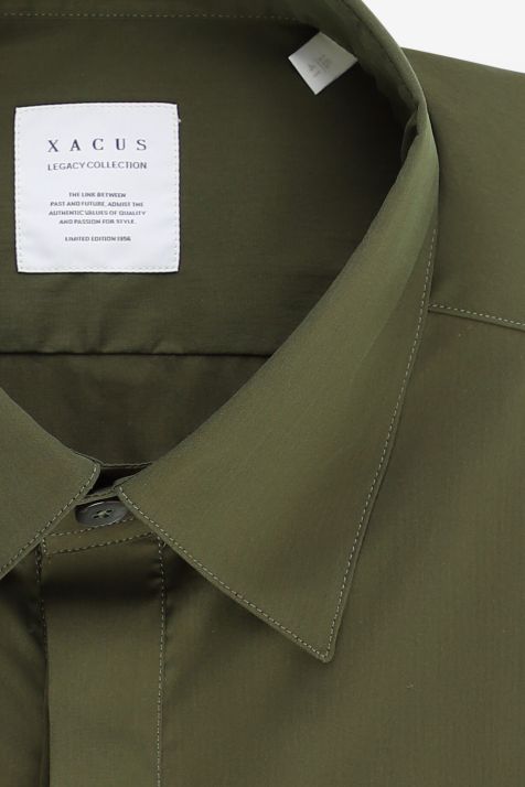 Camisa Hombre Xacus Regular Lisa 72% algodón 3% elastan 25% pa cuello Italiano Manga corta