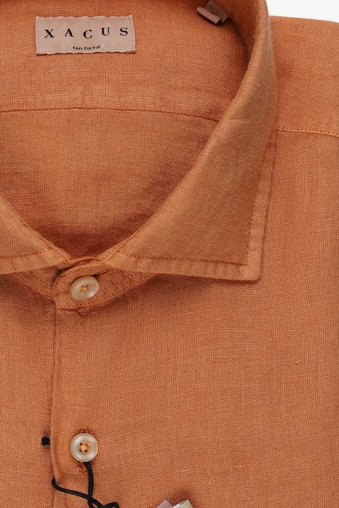 Men's Shirt Xacus Regular Plain 100% linen collar French Long sleeve