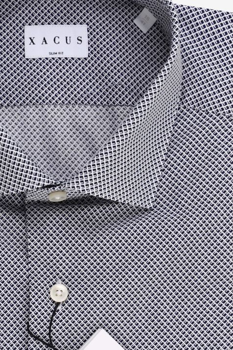 Men's Shirt Xacus Slim Semi-plain 100% cotton collar French Long sleeve