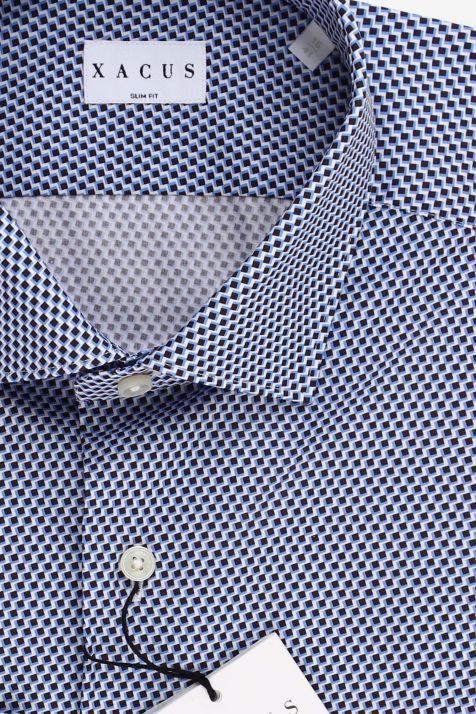 Hemd Herren Xacus Regular Halb Unifarben 100% Baumwolle kragen Französisch Lange Ärmel