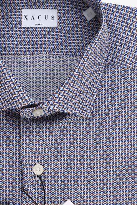 Men's Shirt Xacus Slim Semi-plain 100% cotton collar French Long sleeve