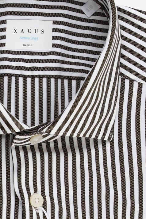 Men's Shirt Xacus Regular Stripe 86% poliammide 14% elastan  collar French Long sleeve