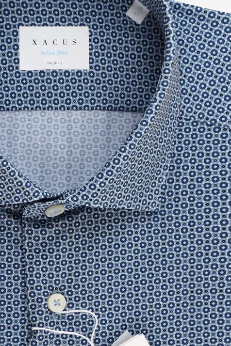 Men's Shirt Xacus Regular Semi-plain 86%  polyamide 14% elastane collar French Long sleeve