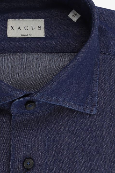 Chemise Homme Xacus Regular Uni 65% coton, 35% lyocell col Italien Manche longue