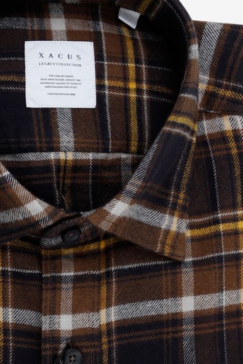 Hemd Herren Xacus Regular Karo 100% Baumwolle kragen Italienisch Lange Ärmel