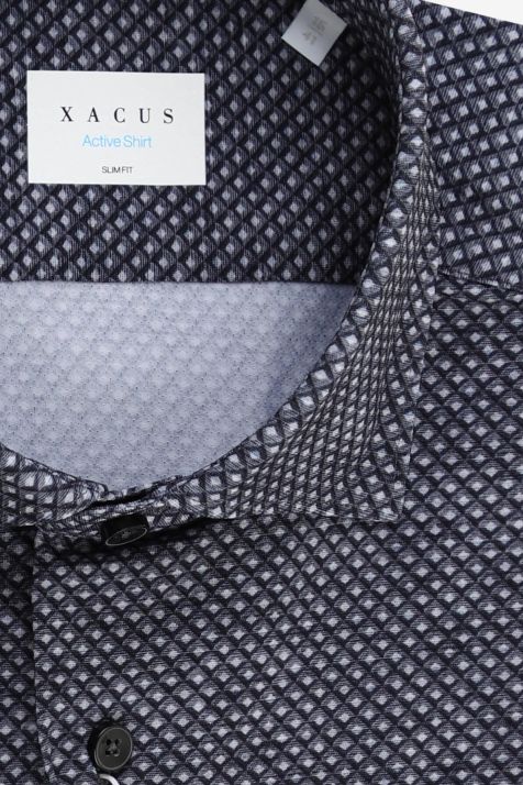 Men's Shirt Xacus Slim Semi-plain 86%  polyamide 14% elastane collar French Long sleeve