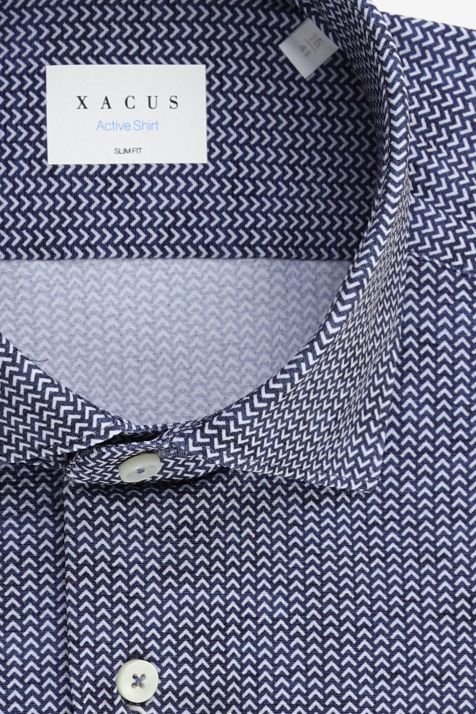 Men's Shirt Xacus Slim Semi-plain 86%  polyamide 14% elastane collar French Long sleeve