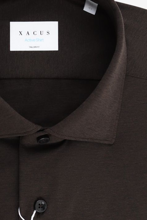 Men's Shirt Xacus Regular Plain 86%  polyamide 14% elastane collar French Long sleeve