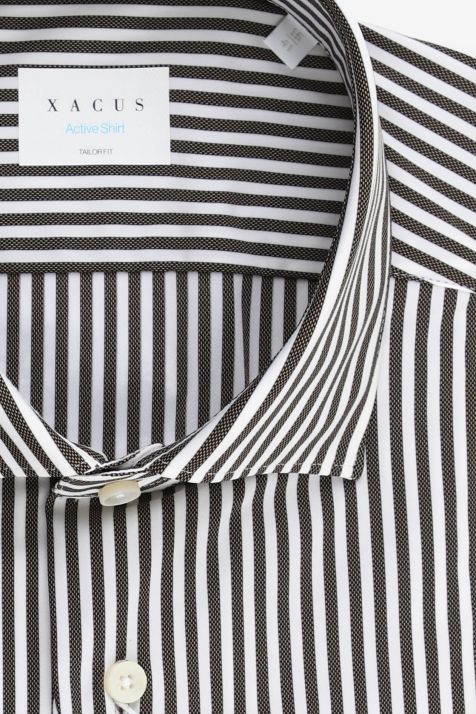 Men's Shirt Xacus Regular Stripe 86%  polyamide 14% elastane collar French Long sleeve