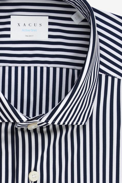 Men's Shirt Xacus Regular Stripe 86%  polyamide 14% elastane collar French Long sleeve