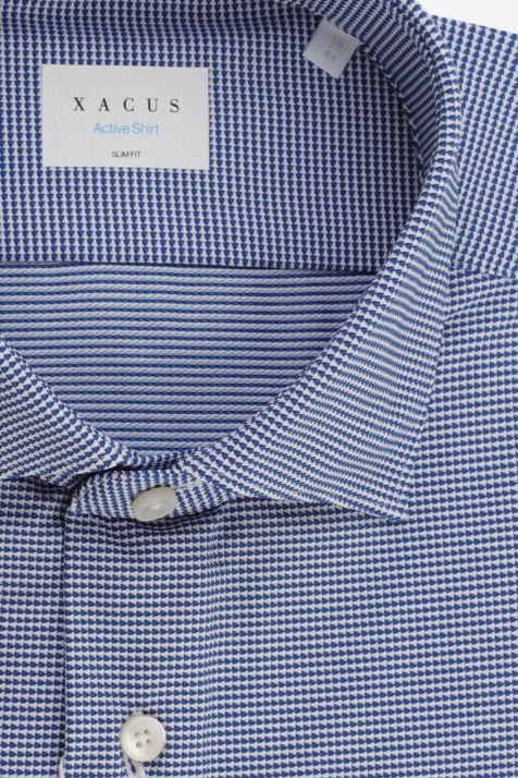 Men's Shirt Xacus Slim Semi-plain  87% polyamide 13% elastane collar French Long sleeve