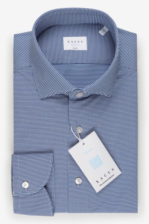 Hemd Herren Xacus Regular Halb Unifarben 85 % Polyamid, 15 % Elastan kragen Französisch Lange Ärmel