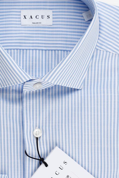 Camisa Hombre Xacus Regular Rayas 100% algodón cuello Francés Manga larga