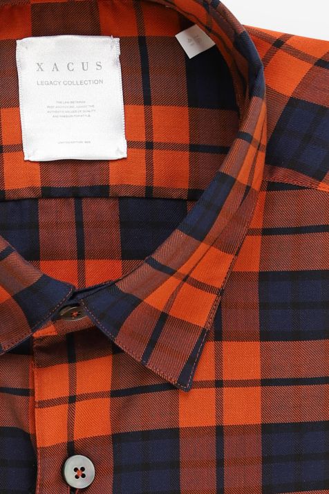 Camisa Hombre Xacus Regular Cuadros 55% algodón 45% viscosa cuello Italiano Manga larga