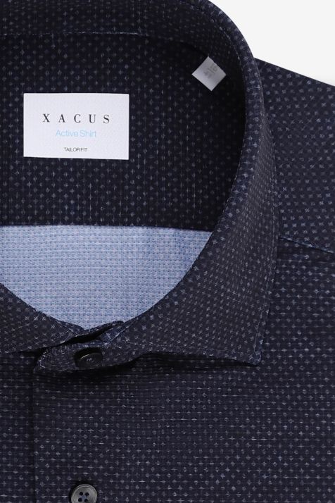 Men's Shirt Xacus Regular Semi-plain 86%  polyamide 14% elastane collar French Long sleeve