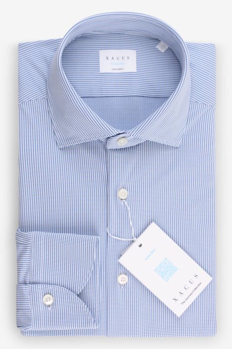 Hemd Herren Xacus Classic Halb Unifarben 83 % Polyamid, 17 % Elastan kragen Französisch Lange Ärmel