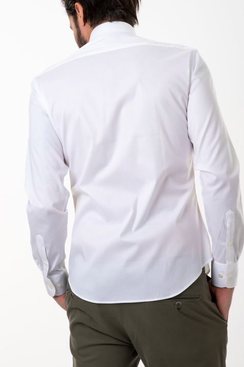 Chemise Homme Aplomb Slim Uni 97% coton 3% elastan col Italien Manche longue