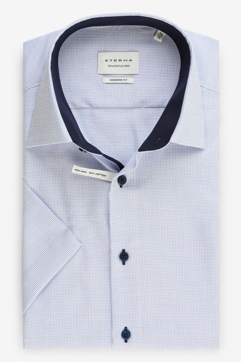 Camisa Hombre Eterna Classic No Plancha cuello Italiano Manga corta