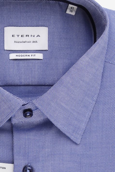 Camisa Hombre Eterna Classic No Plancha Diseño  100% algodón cuello Italiano Manga larga