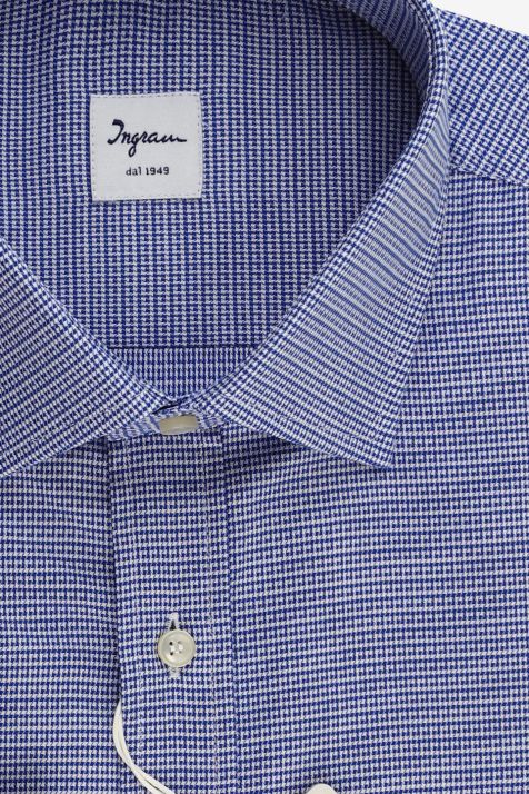 Men's Shirt Ingram Classic Semi-plain 100% cotton collar French Long sleeve