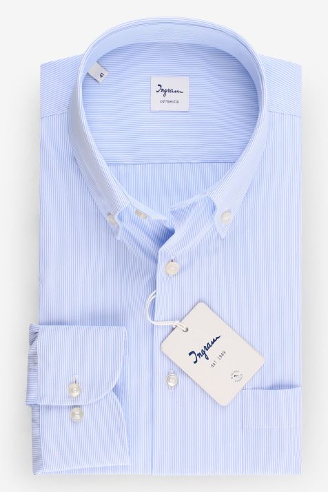 Hemd Herren Ingram Classic Bügelfreie Streifen 100% Baumwolle kragen Button-Down Lange Ärmel