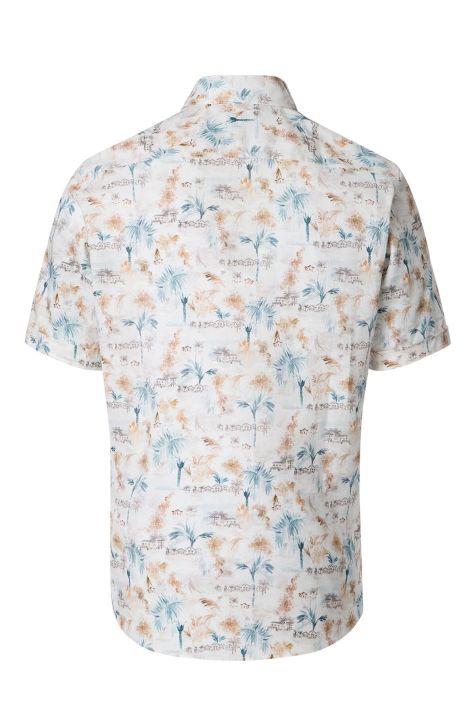 Camisa Hombre Casamoda Classic Estampada cuello Italiano Manga corta