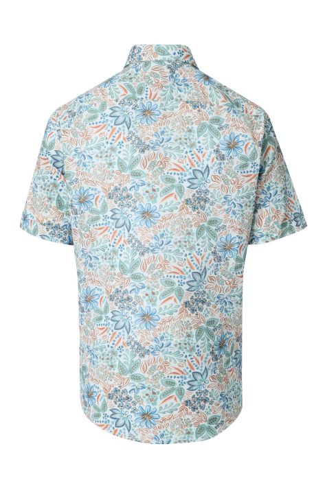 Camisa Hombre Casamoda Classic Estampada cuello Italiano Manga corta