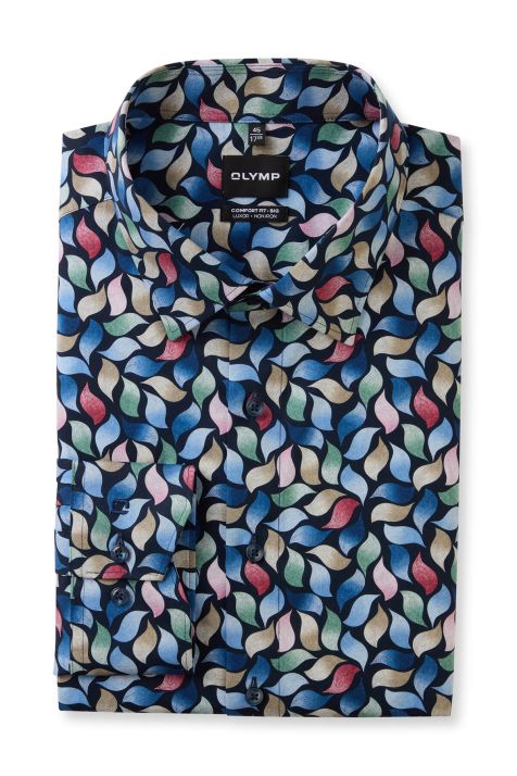 Men's Shirt Olymp Comfort Patterned collar Italian Long sleeve