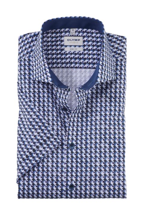 Camisa Hombre Olymp Regular Estampada cuello Francés Manga corta