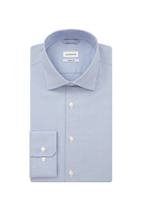 Men's Shirt Seidensticker Regular Not Iron Plain collar Italian Long sleeve