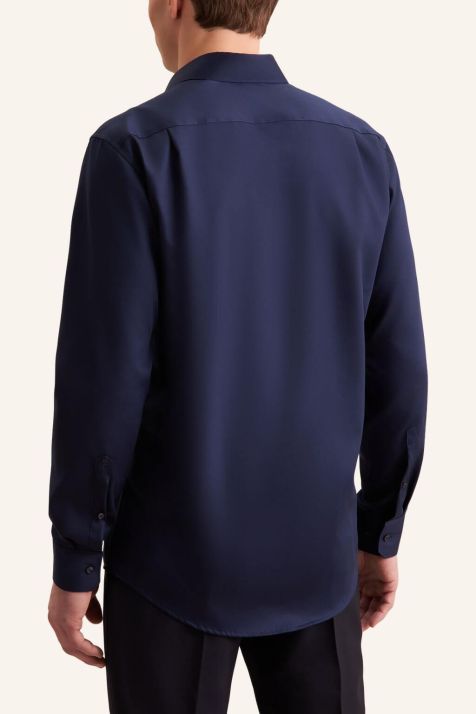 Men's Shirt Seidensticker Regular Not Iron Plain collar Italian Long sleeve
